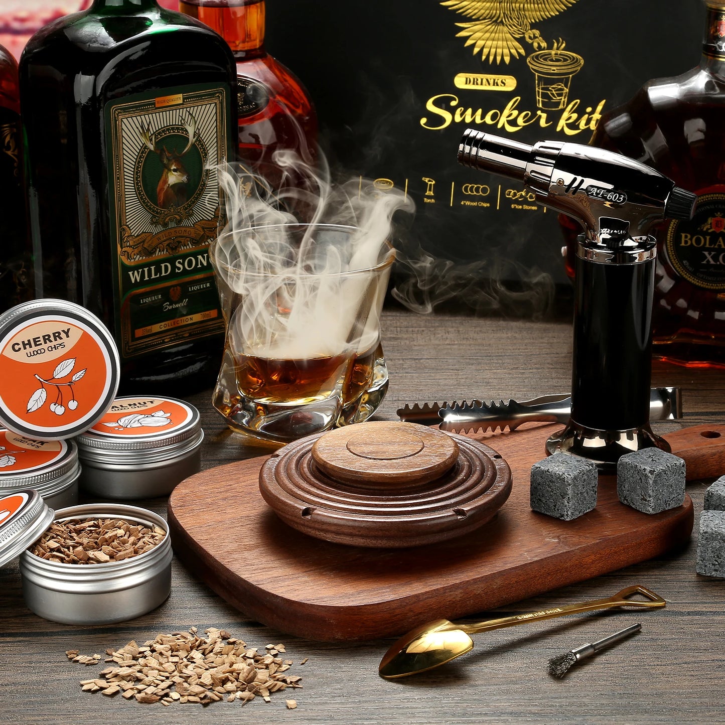 Cocktail Smoker Kit,Smoking Set ,Old Fashioned Whiskey Smoker Drinks Kit,Cocktail Accessories for Whiskey,Drink