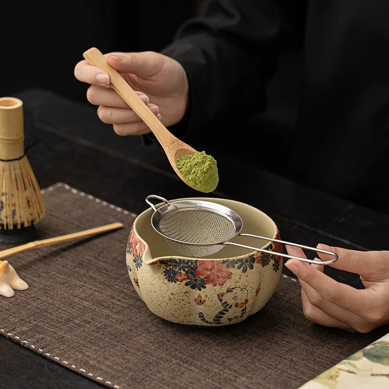 2-8PCS Japanese Flint red Matcha Making Set Bamboo Matcha Brush Exquisite Matcha Bowl Box with Whisk Sumptuous Tea Tools Gifts