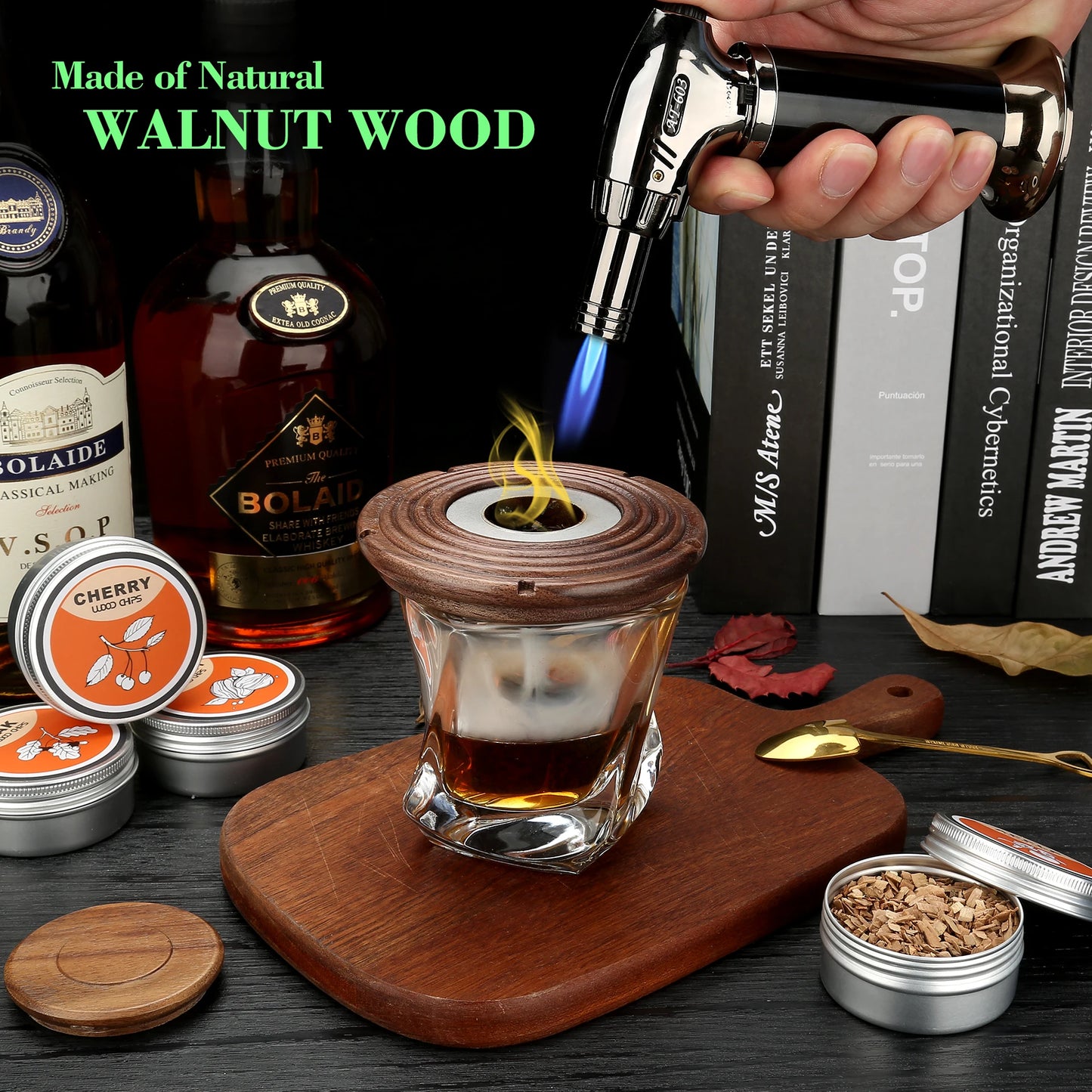 Cocktail Smoker Kit,Smoking Set ,Old Fashioned Whiskey Smoker Drinks Kit,Cocktail Accessories for Whiskey,Drink