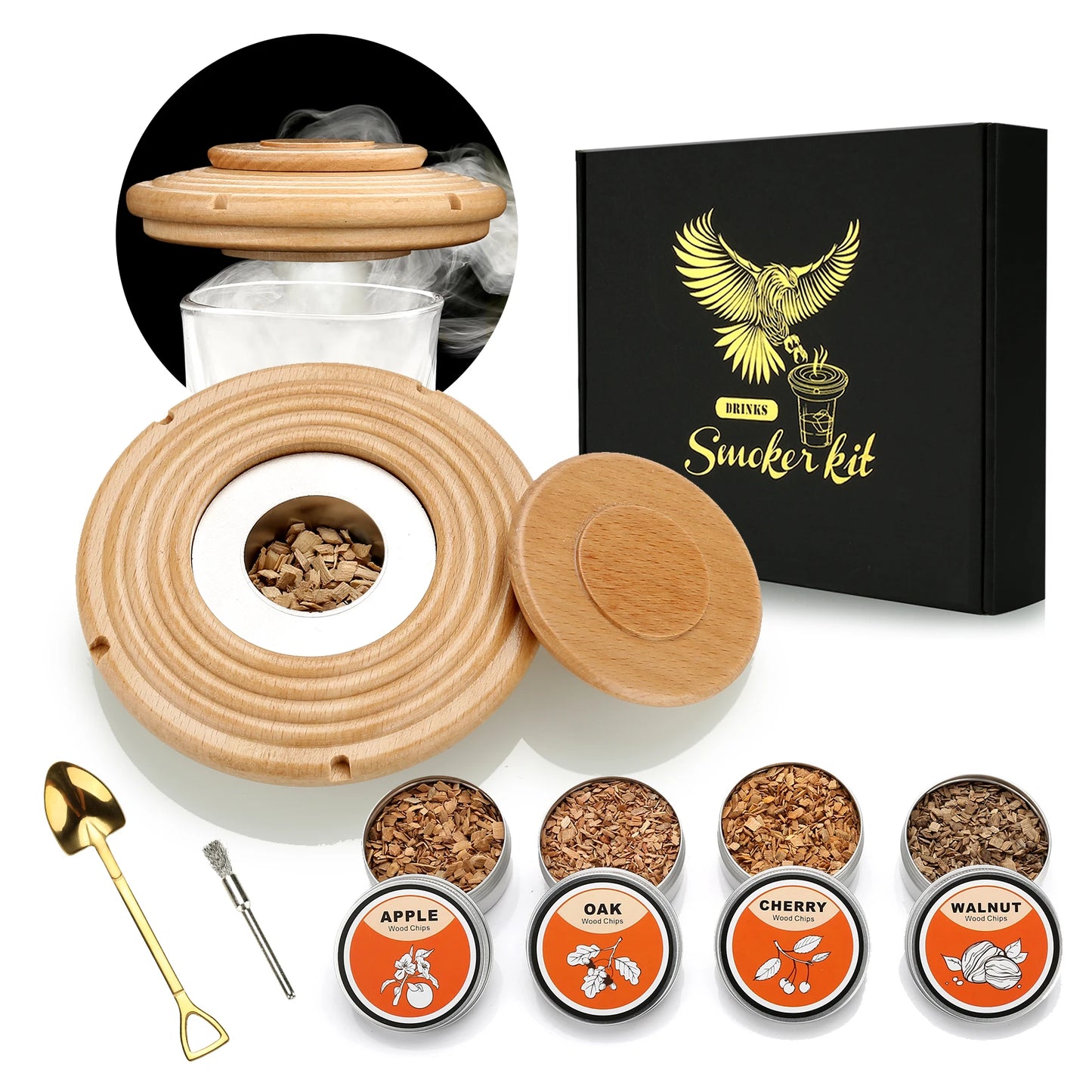Cocktail Smoker Kit,Smoking Set ,Old Fashioned Whiskey Smoker Drinks Kit,Cocktail Accessories for Whiskey,Drink