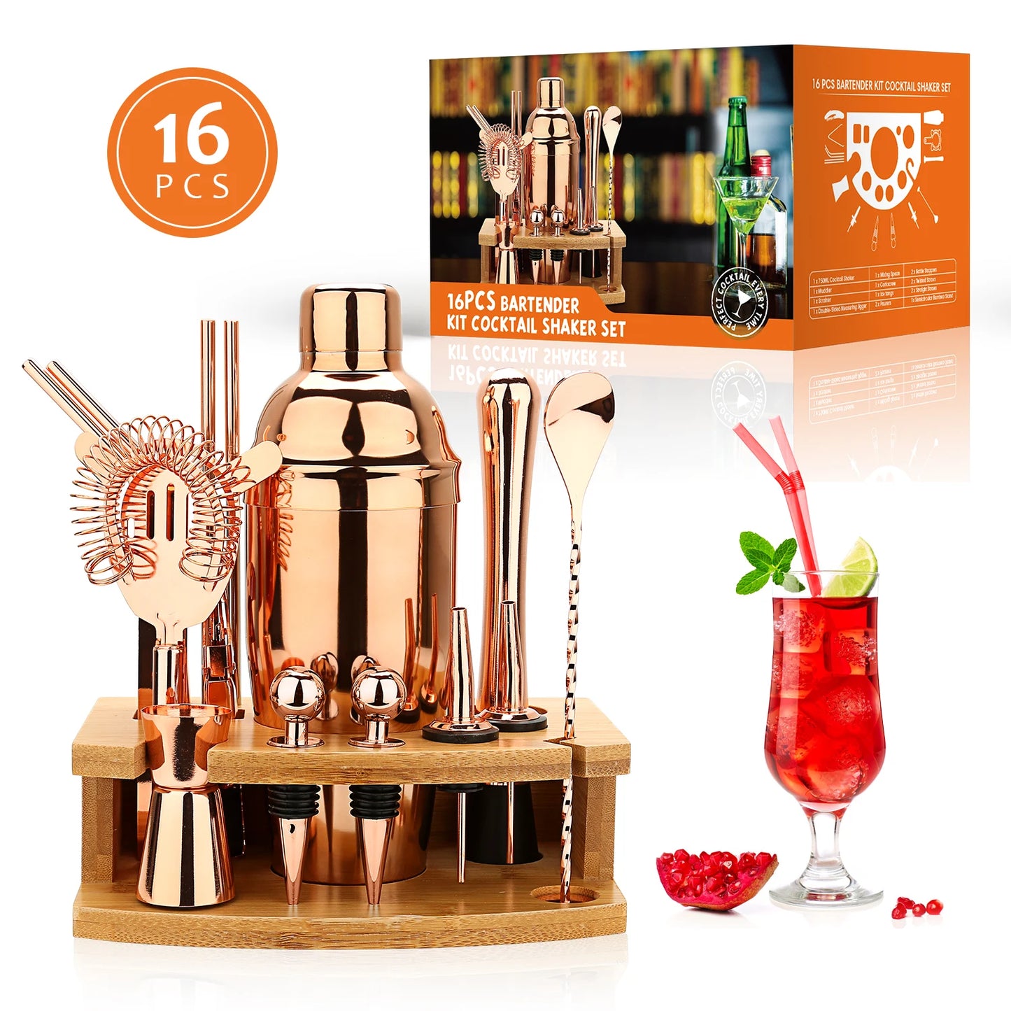 Cocktail Shaker Making Set Stainless Steel Bar Tools Bartender Kit 750ML Mixer Wine Martini Boston Shaker Kit For Drink Party