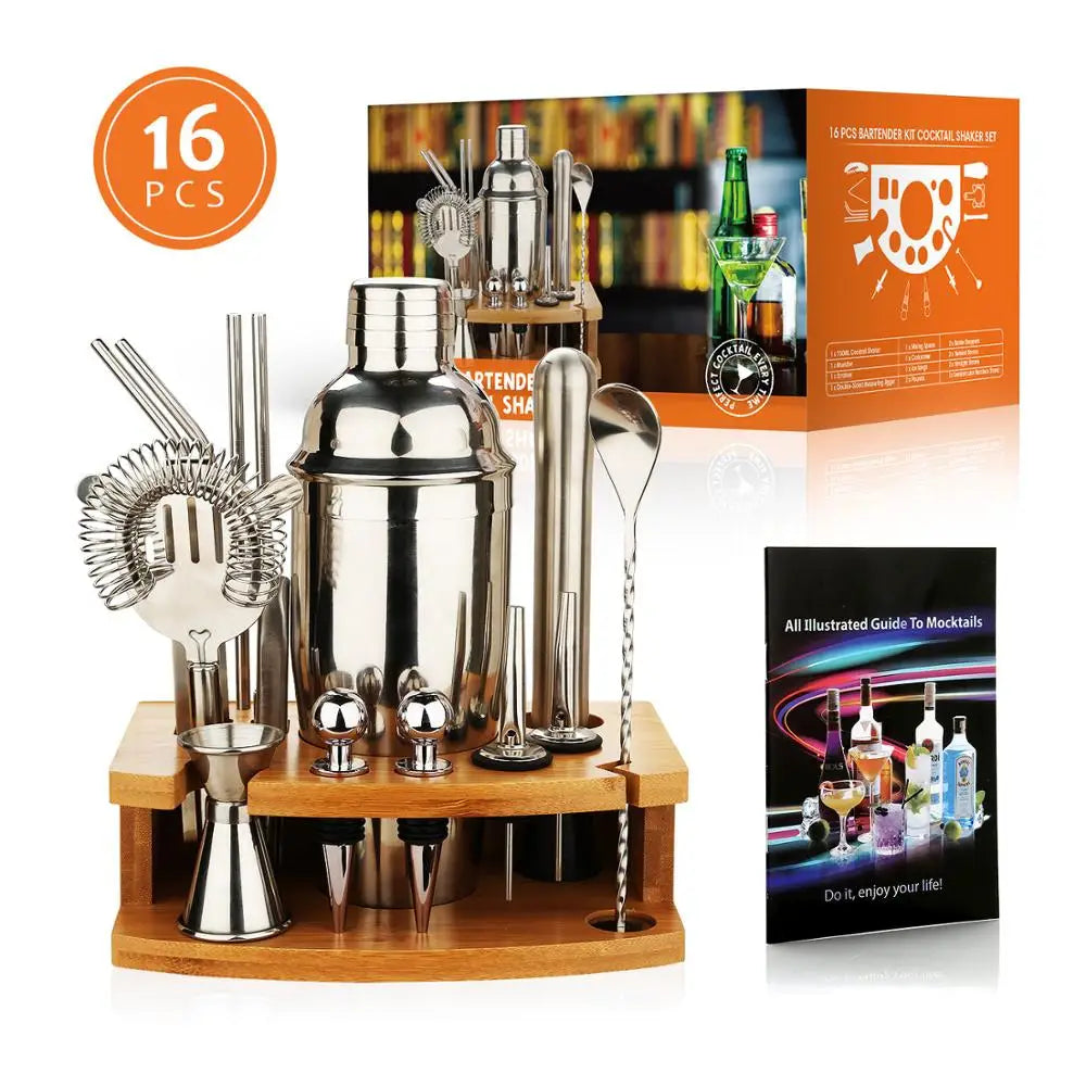 Cocktail Shaker Making Set Stainless Steel Bar Tools Bartender Kit 750ML Mixer Wine Martini Boston Shaker Kit For Drink Party