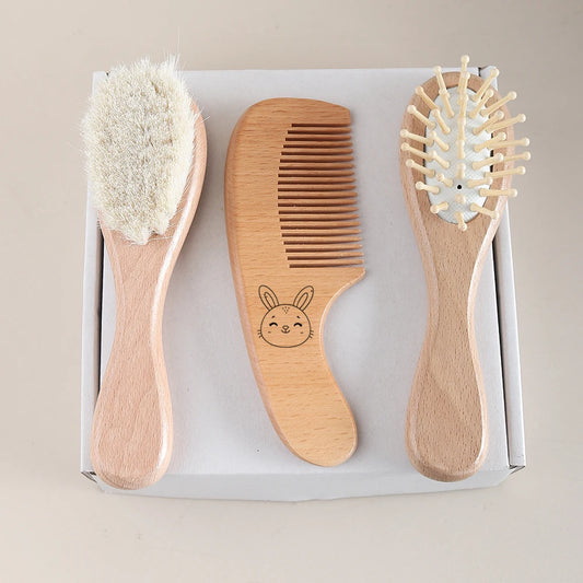 Baby gift set wooden comb & hair brush