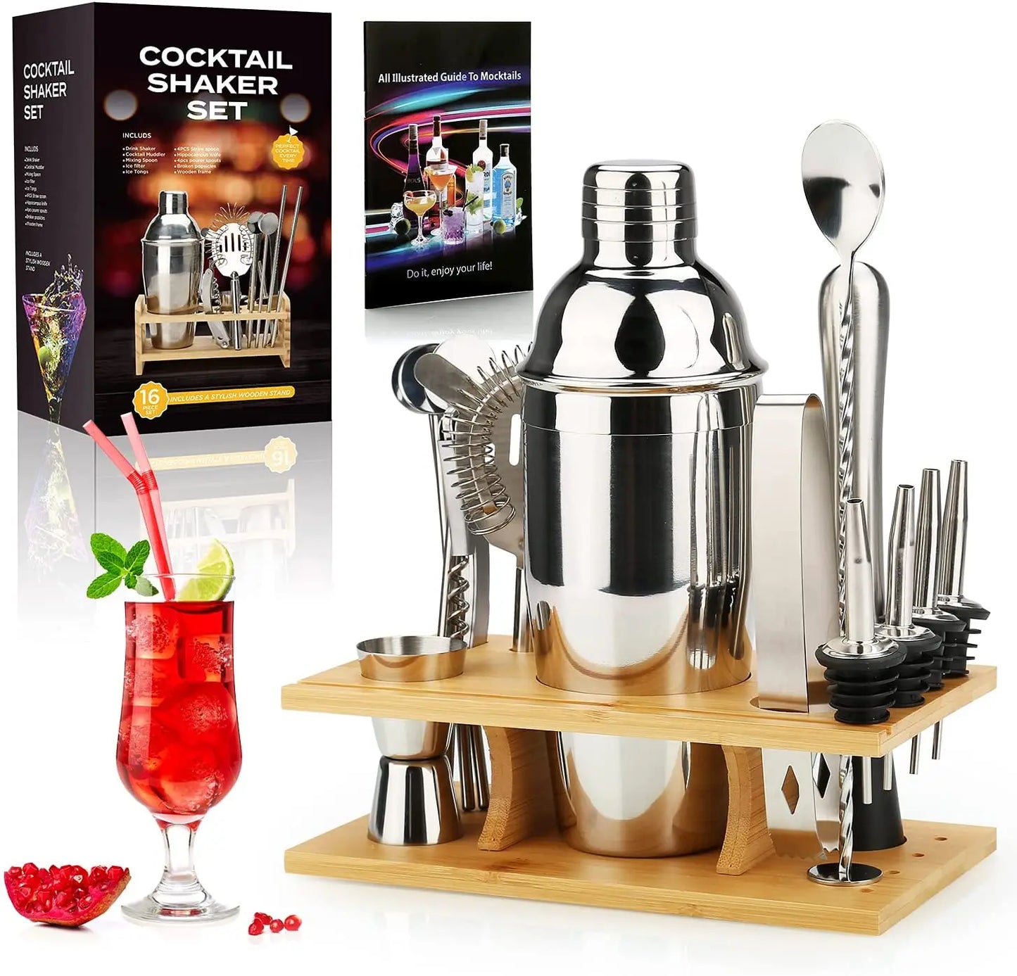 Cocktail Shaker Making Set Stainless Steel Bar Tools Bartender Kit 750ML Mixer Wine Martini Boston Shaker Kit For Drink Party