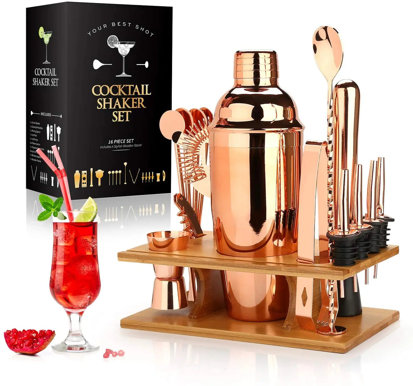 Cocktail Shaker Making Set Stainless Steel Bar Tools Bartender Kit 750ML Mixer Wine Martini Boston Shaker Kit For Drink Party