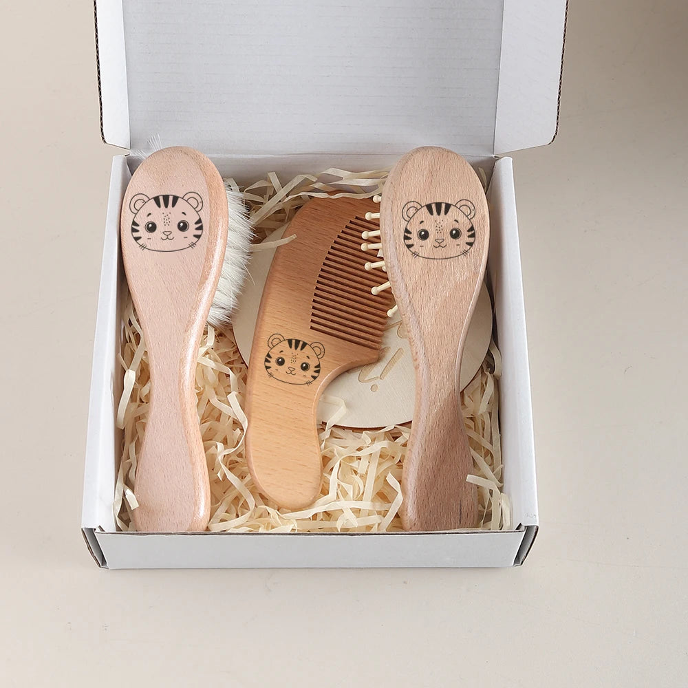 Baby gift set wooden comb & hair brush